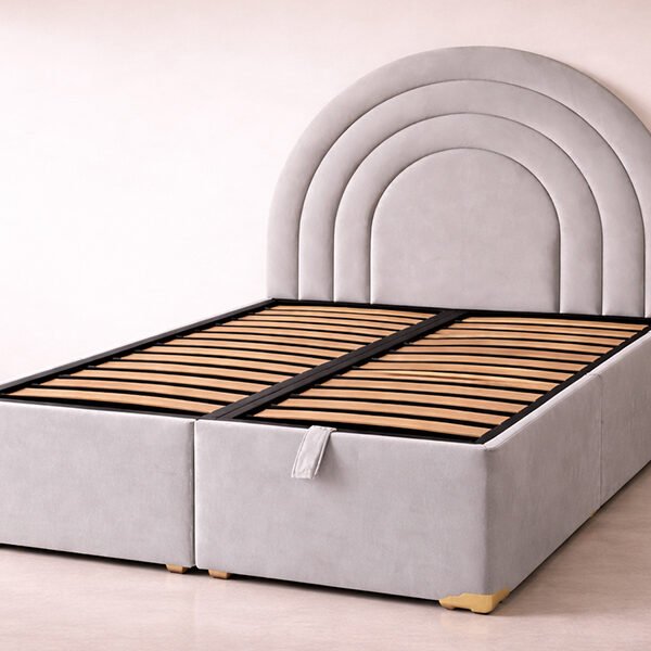 sommier coffre a lattes avec tete de lit ronde 1